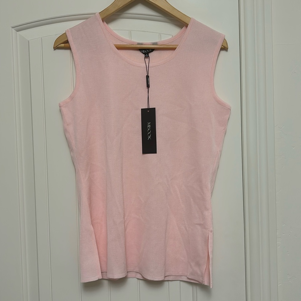 Missook Classic Knit Scoop-Neck Tank Top Pink Size S
